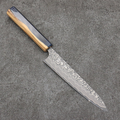 加藤 義實 SG2 黑色大馬士革紋 多用途小刀 150mm 橄欖和樹脂 握把 - 清助刃物