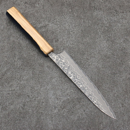 加藤 義實 SG2 黑色大馬士革紋 多用途小刀 150mm 橄欖和樹脂 握把 - 清助刃物