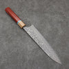 加藤 義實 SG2 黑色大馬士革紋 牛刀 210mm 紅花梨木（帶土耳其石環型設計） 握把 - 清助刃物