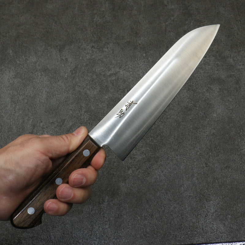 清助 SLD 鋼 打磨處理 三德刀 180mm 茶色合成木 握把 - 清助刃物