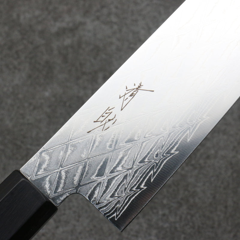 清助 AUS10 鏡面菱格紋 切付牛刀 210mm 紫檀木（口輪：黑合成木） 握把 - 清助刃物