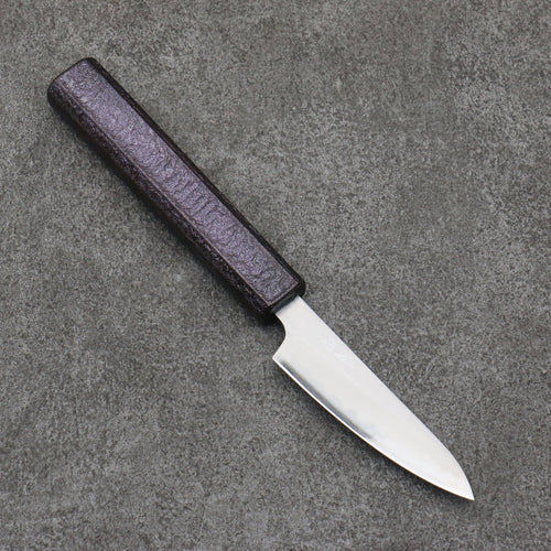 清助 白鋼一號 打磨處理 削皮刀 80mm 櫟木紫漆塗 握把 - 清助刃物