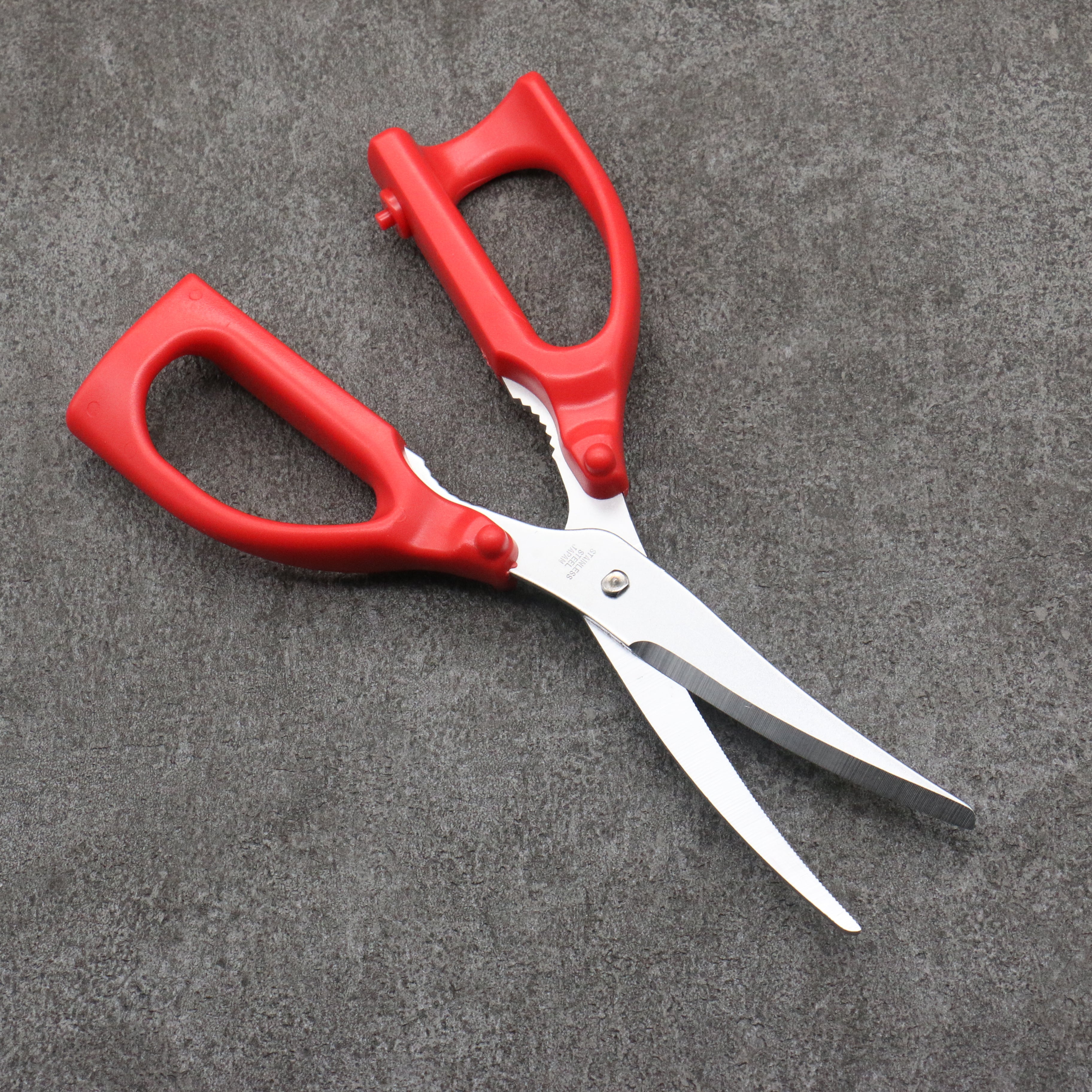 Seki No Hamono 方便實用的廚房剪刀 不鏽鋼 紅塑膠 握把 92mm x 210mm x 25mm - 清助刃物