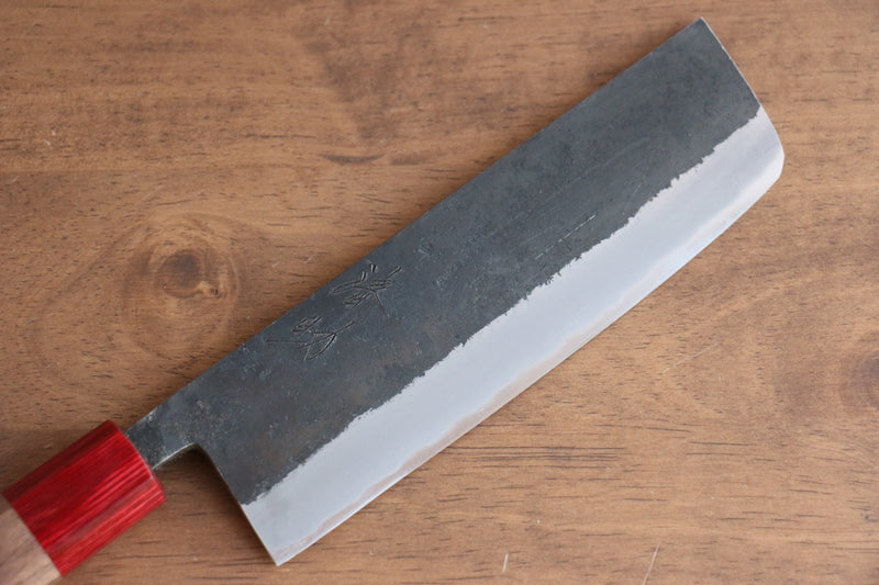 清助 Kurumi 青鋼 黑打 薄刃 165mm 核桃木（兩側帶紅色環型設計）握把 - 清助刃物