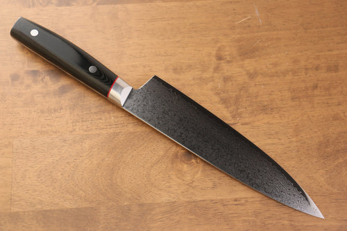 清助 彩雲 VG10 大馬士革紋 牛刀  200mm 黑米卡塔（樹脂複合材料） 握把 - 清助刃物