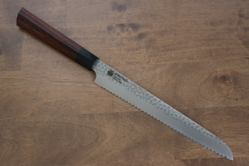 關兼次 七角形木頭柄系列 VG2 鎚目 麵包刀 日本刀 210mm 合成木（七角形） 握把 - 清助刃物