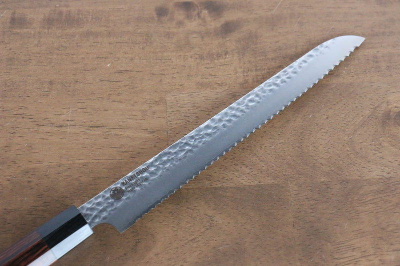 關兼次 七角形木頭柄系列 VG10 鎚目 麵包刀  210mm 合成木（七角形） 握把 - 清助刃物