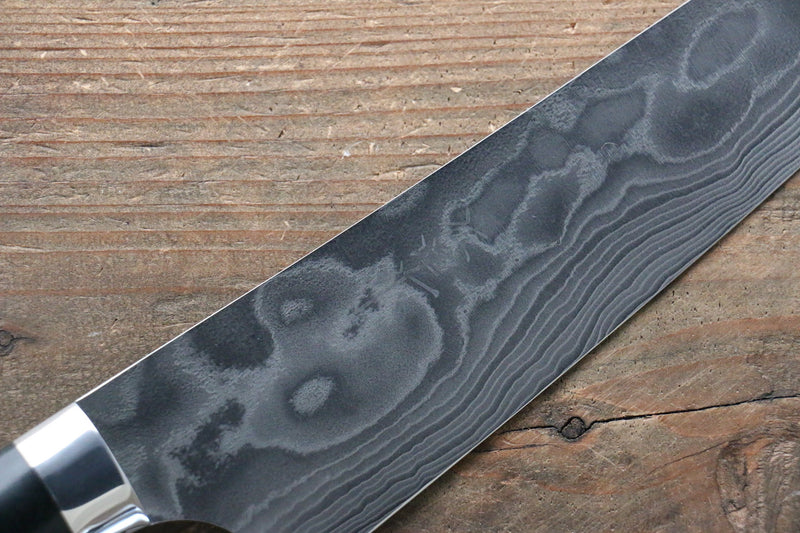 佐治 武士 無芯 鑽石面處理 大馬士革紋 切付牛刀 日本刀 180mm 黑米卡塔（樹脂複合材料） 握把 - 清助刃物