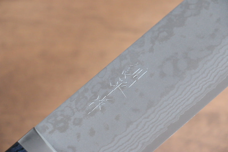 訓平 彩流 VG10 大馬士革紋 薄刃  165mm 深藍色合成木 握把 - 清助刃物