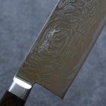 清助 海浪 AUS10 鏡面處理 大馬士革紋 菜切  165mm 茶色合成木 握把 - 清助刃物