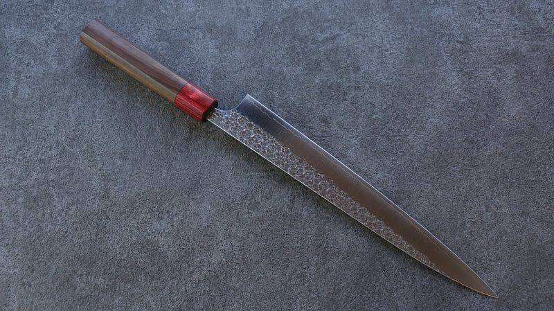 加藤 義實 水面 R2/SG2 鎚目 筋引 日本刀 270mm 紫檀木（口輪：紅合成木） 握把 - 清助刃物