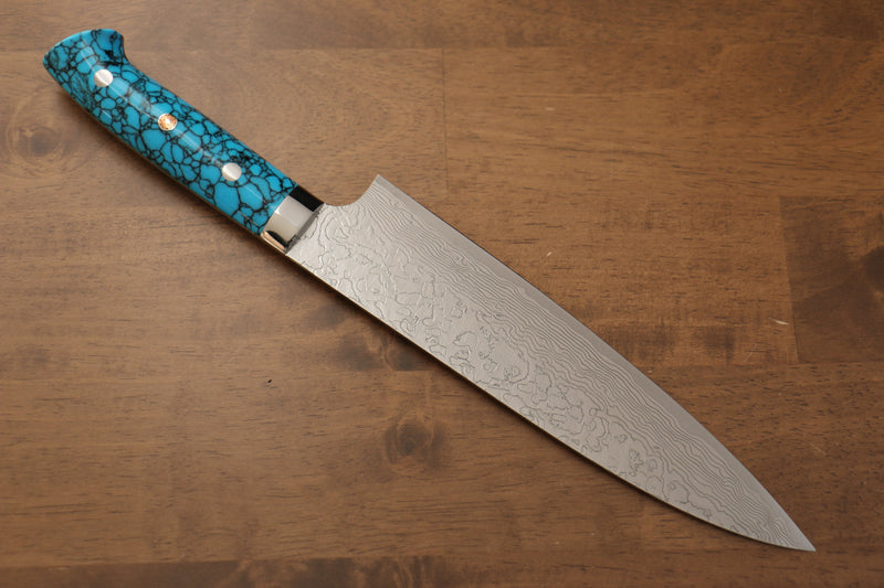 佐治 武士 R2/SG2 鑽石面處理 牛刀  210mm 藍土耳其石 握把 - 清助刃物