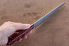 安立 勝重 VG10 大馬士革紋 多用途小刀  150mm 紅合成木 握把 - 清助刃物