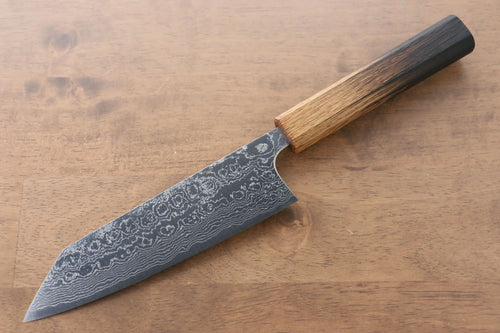 安立 勝重 VG10 打磨處理 大馬士革紋 文化刀  165mm 橡木 握把 - 清助刃物