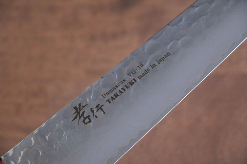 堺 孝行 VG10 33層大馬士革紋 筋引 日本刀 240mm 櫟木漆塗（皇赤） 握把 - 清助刃物