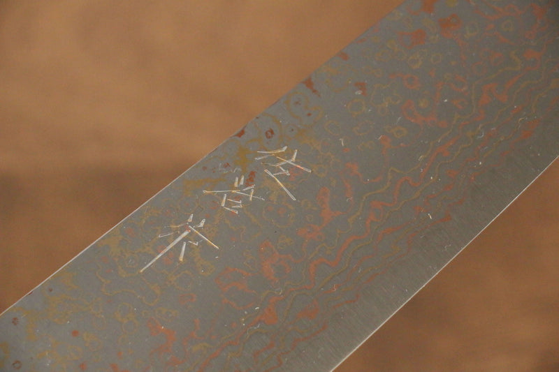 佐治 武士 VG10 有色大馬士革紋 牛刀 日本刀 180mm 黑檀（帶環型設計） 握把 - 清助刃物