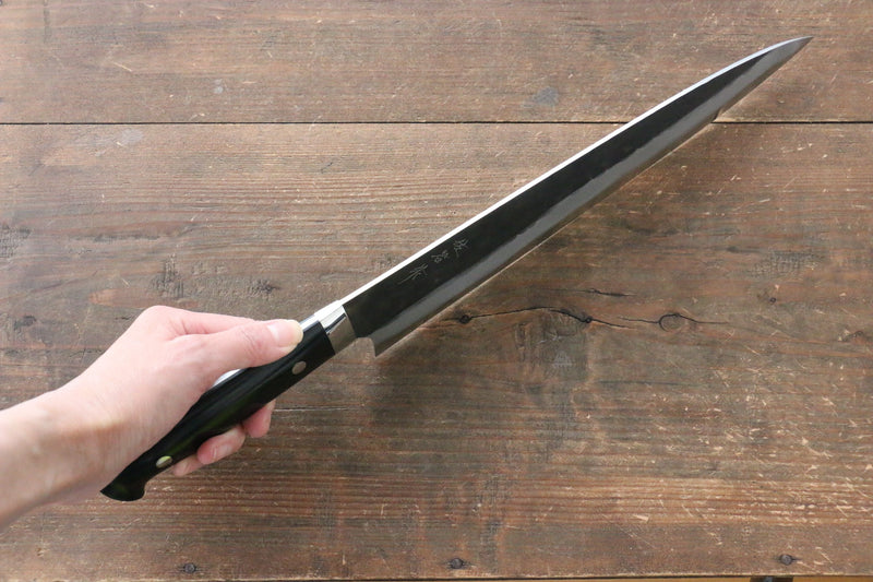 佐治 武士 超級青鋼 黑打 鎚目 牛刀 日本刀 270mm 黑米卡塔（樹脂複合材料） 握把 - 清助刃物