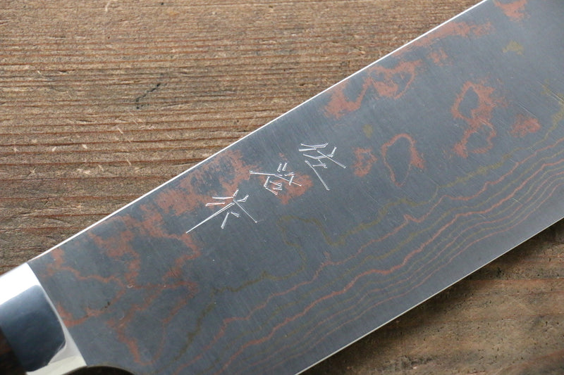 佐治 武士 青鋼二號 有色大馬士革紋 菜切 日本刀 175mm 鐵木 握把 - 清助刃物