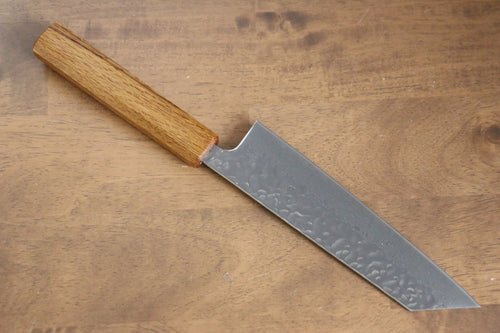 清助 月影 AUS10 打磨處理 鎚目 大馬士革紋 文化刀 日本刀 170mm 橡木 握把 - 清助刃物