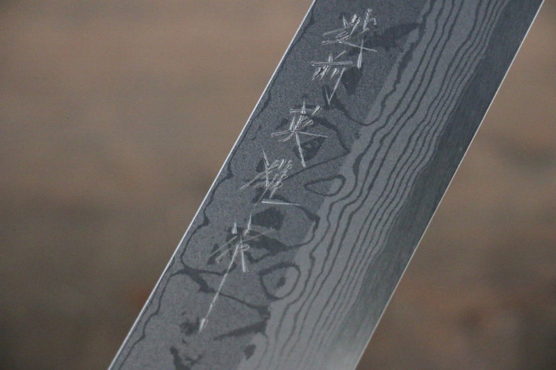 北岡 英雄 青鋼二號 大馬士革紋 切付柳刃  270mm 紫檀木握把 - 清助刃物