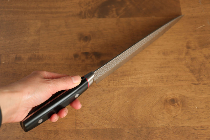 清助 PRO-J VG10 鎚目 切片刀  210mm 黑米卡塔（樹脂複合材料） 握把 - 清助刃物
