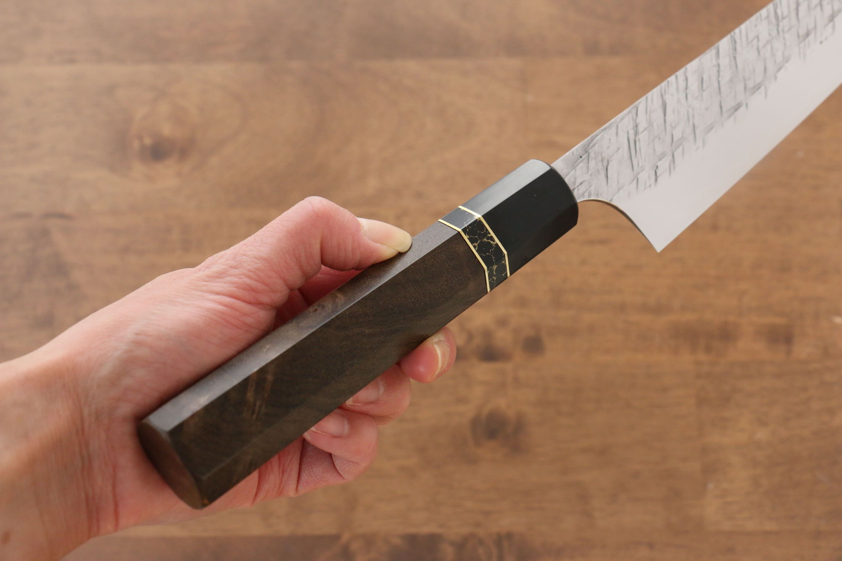 黑崎 優 雷神 特殊鈷合金 鎚目 筋引  240mm 特殊材料握把７ 握把 - 清助刃物