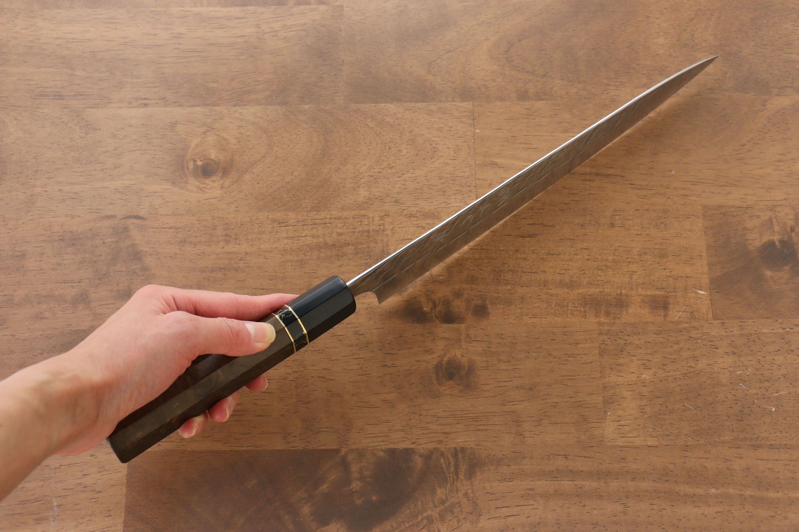 黑崎 優 雷神 特殊鈷合金 鎚目 筋引  240mm 特殊材料握把７ 握把 - 清助刃物