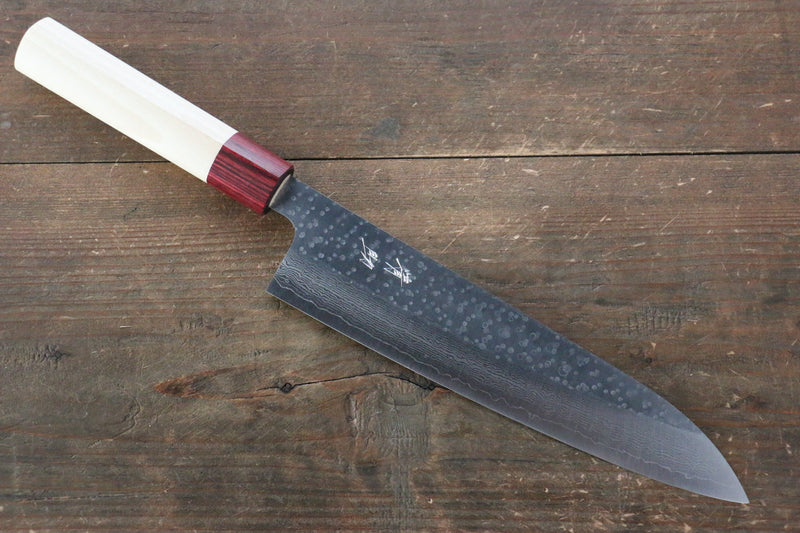 清助 VG10 16層 鎚目 大馬士革紋 牛刀 日本刀 210mm 木蘭握把 - 清助刃物