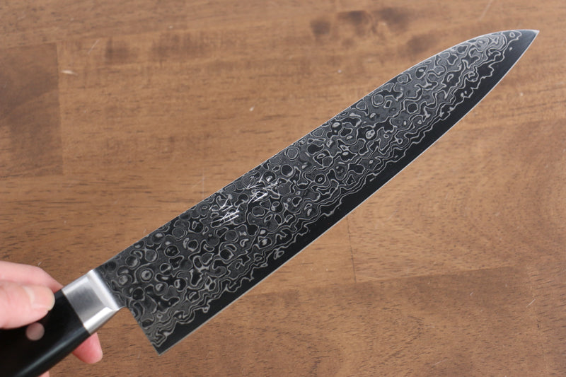 清助 AUS10 45層 鏡面處理 大馬士革紋 牛刀  210mm 黑合成木握把 - 清助刃物