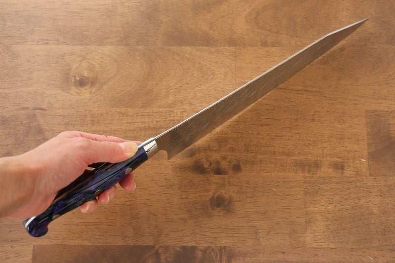 黑崎 優 風神 SPG2 鎚目 牛刀 日本刀 240mm 藍紫壓克力 握把 - 清助刃物