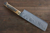 佐治 武士 VG10 黑色大馬士革紋 菜切 日本刀 170mm 茶色牛骨 握把 - 清助刃物