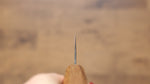 清助 月影 AUS10 打磨處理 鎚目 大馬士革紋 切付牛刀 日本刀 240mm 橡木 握把 - 清助刃物
