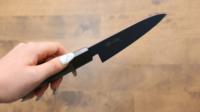 清助 SK-85鋼 離子鍍 打磨處理 多用途小刀 日本刀 120mm 灰色合成木 握把 - 清助刃物