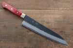 清助 黒紅 超級青鋼 鎚目 黑打 牛刀 日本刀 210mm 紅合成木 握把 - 清助刃物