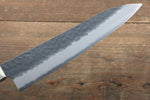 清助 黒紅 超級青鋼 鎚目 黑打 牛刀 日本刀 210mm 紅合成木 握把 - 清助刃物