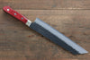 清助 黑紅 超級青鋼 鎚目 黑打 切付牛刀 日本刀 210mm 紅合成木 握把 - 清助刃物