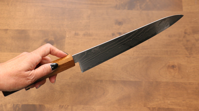 佳人 特殊鈷合金 大馬士革紋 牛刀  240mm 燒櫟木（八角） 握把 - 清助刃物
