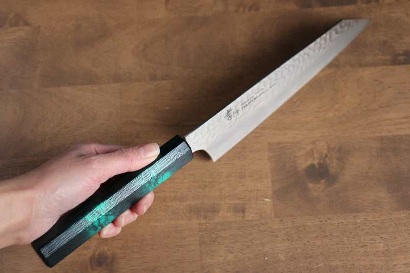 堺 孝行 七色 VG10 33層 劍型牛刀  190mm ABS 樹脂（綠玳瑁） 握把 - 清助刃物