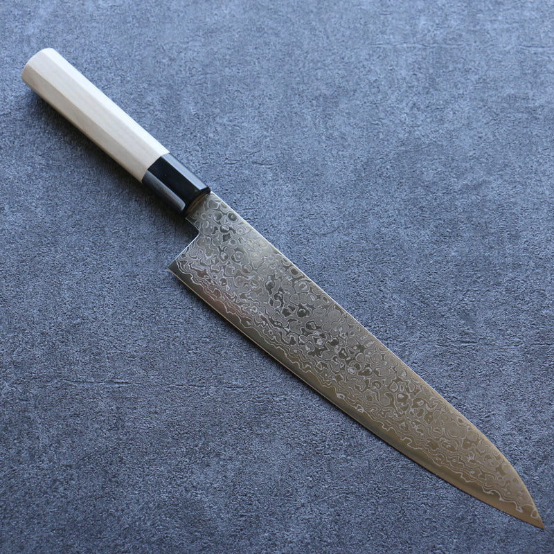 三寿ゞ (Misuzu) AUS10 大馬士革紋 打磨處理 牛刀  240mm 木蘭 握把 - 清助刃物