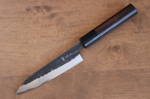 安立刃物 【池田拓視】 超級青鋼 多用途小刀 日本刀 130mm 紫檀木 握把 - 清助刃物