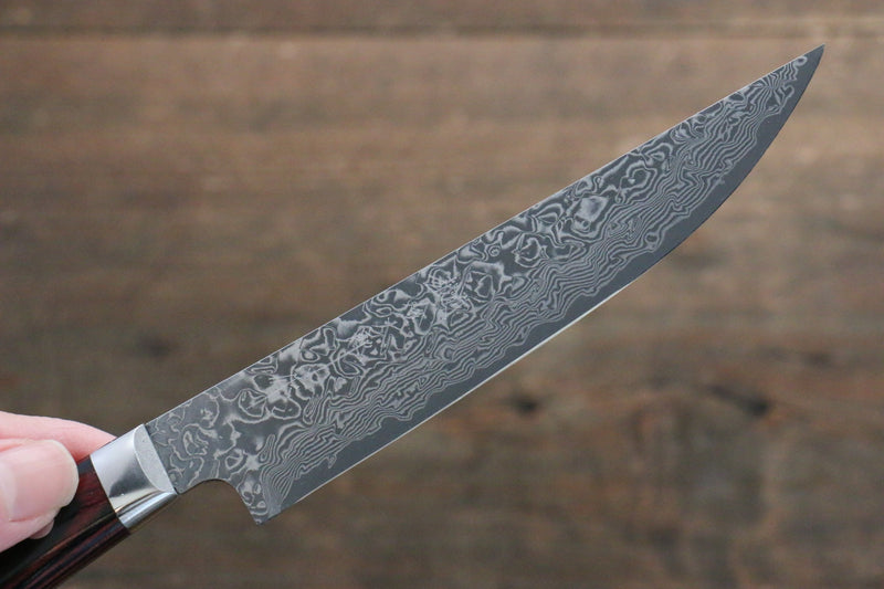 加藤 義實 VG10 大馬士革紋 牛排刀 日本刀 120mm 紅合成木握把 - 清助刃物