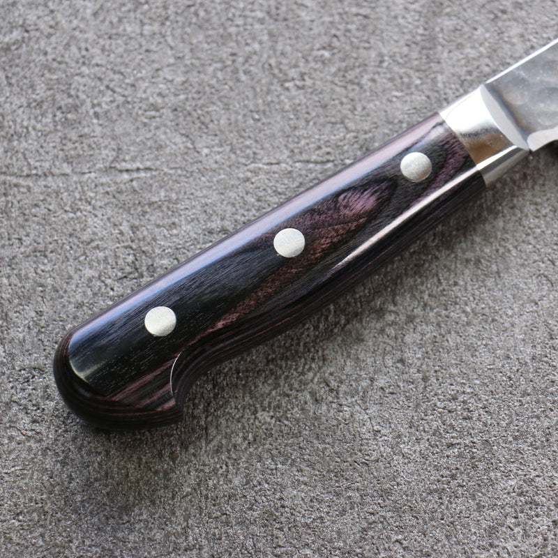 加藤 義實 超級青鋼 鎚目 (丸) 黑打 切付多用途小刀  150mm 紫合成木 握把 - 清助刃物