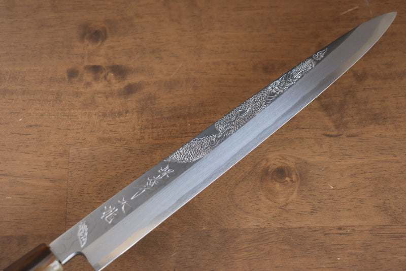 堺 孝行 天龍 Uzushio 渦潮 青鋼二號 刻有龍的圖樣 柳刃  300mm 紅黑檀 握把 附刀鞘 - 系列商品之8 - 清助刃物