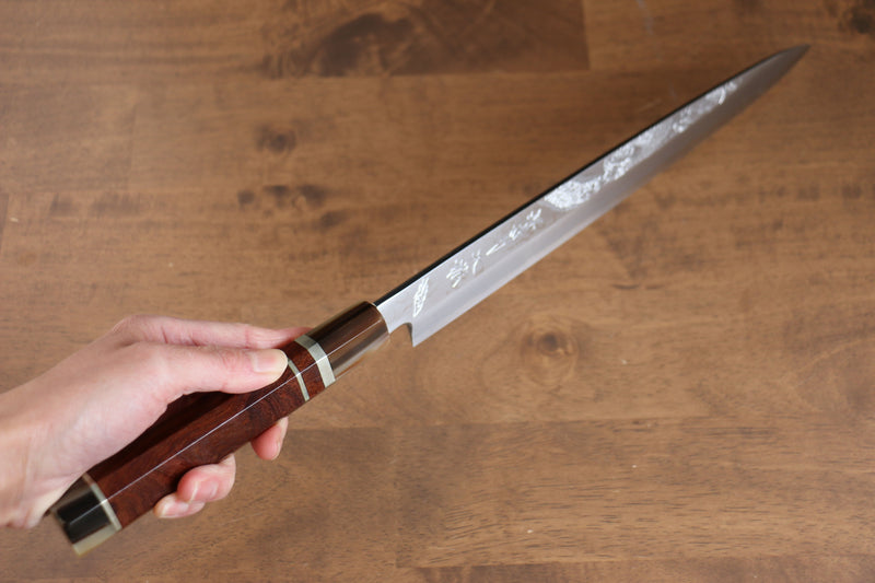 堺 孝行 天龍 Uzushio 渦潮 青鋼二號 刻有龍的圖樣 柳刃  300mm 紅黑檀 握把 附刀鞘 - 系列商品之8 - 清助刃物