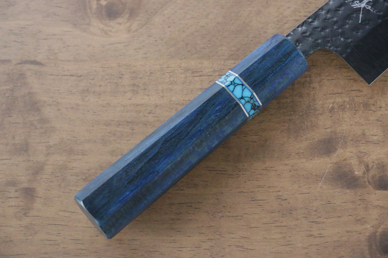 黑崎 優 閃光 SG2 鎚目 文化刀  165mm 楓木（青色帶土耳其石環型設計） 握把 - 清助刃物