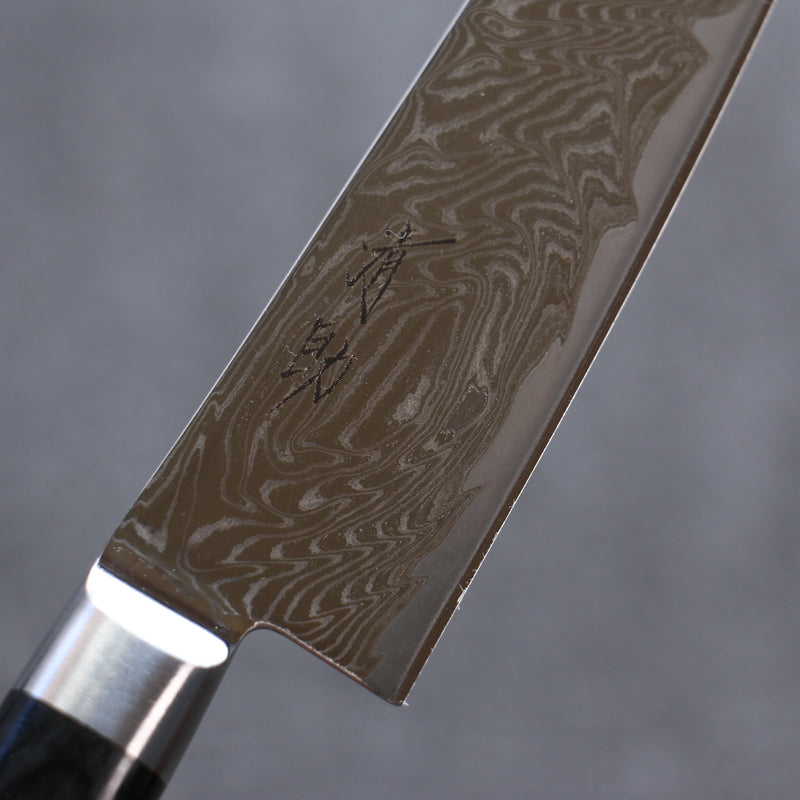 清助 海浪 AUS10 鏡面處理 大馬士革紋 多用途小刀  135mm 黑合成木 握把 - 清助刃物