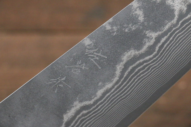 佐治 武士 VG10 黑色大馬士革紋 文化刀 日本刀 180mm 茶色牛骨 握把 - 清助刃物