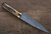 佐治 武士 VG10 黑色大馬士革紋 多用途小刀 日本刀 150mm 茶色牛骨 握把 - 清助刃物
