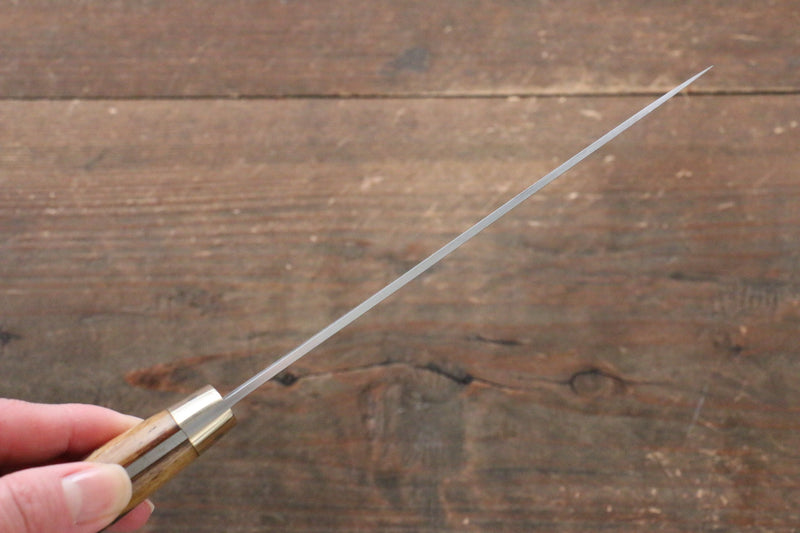 佐治 武士 VG10 黑色大馬士革紋 多用途小刀 日本刀 150mm 茶色牛骨 握把 - 清助刃物