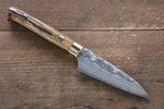 佐治 武士 VG10 黑色大馬士革紋 多用途小刀 日本刀 90mm 茶色牛骨 握把 - 清助刃物